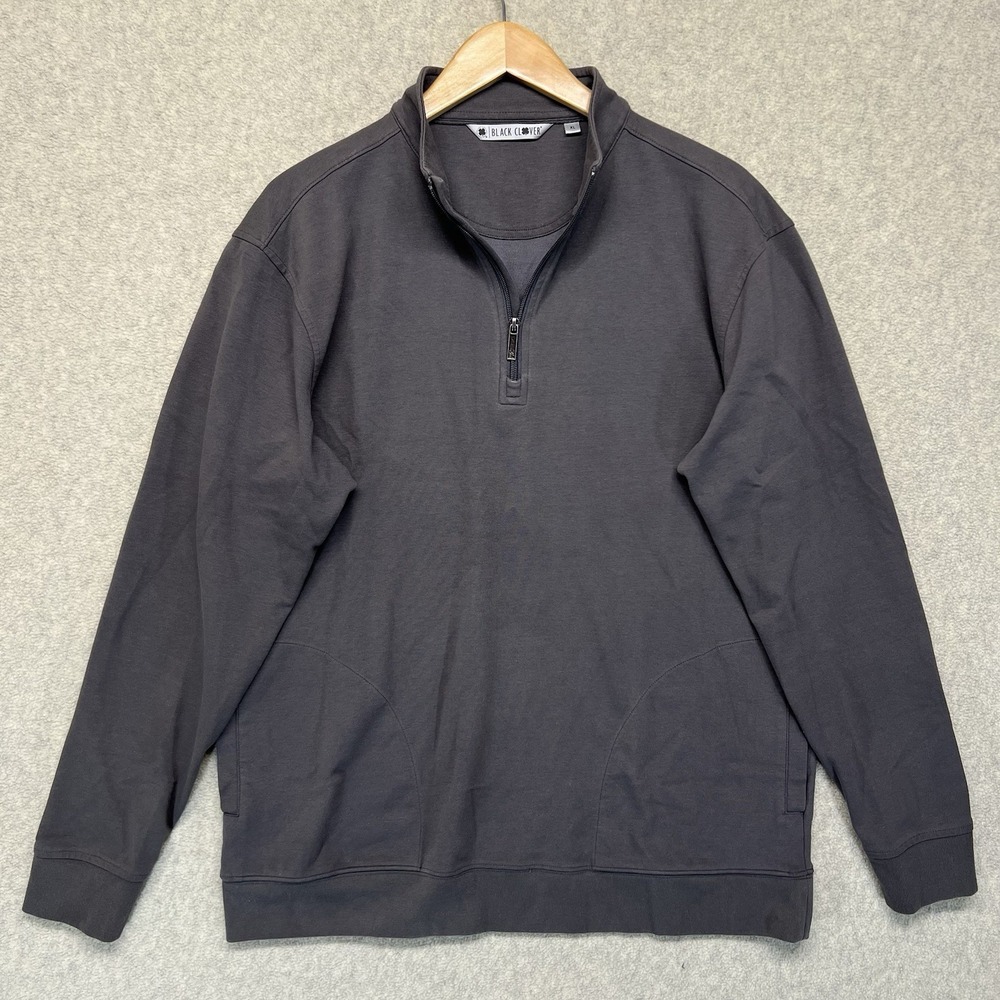 Black Clover Mens Quarter Zip Pullover Sweatshirt‎ XL Gray Casual Golf